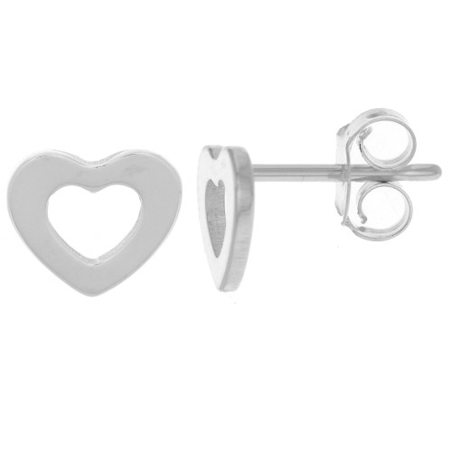 Orecchini a cuore scavato 7x8 mm - Argento 925 x2