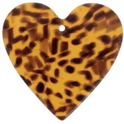 Pendente cuore in acetate 31x32 mm - Terrazzo Brown - Nero x1