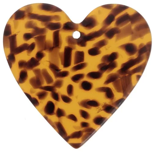 Pendente cuore in acetate 31x32 mm - Terrazzo Brown - Nero x1