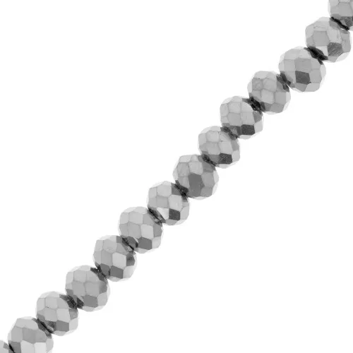 Perline sfaccettate rotonde - tonde appiattite 6x5 mm - Argento x40cm