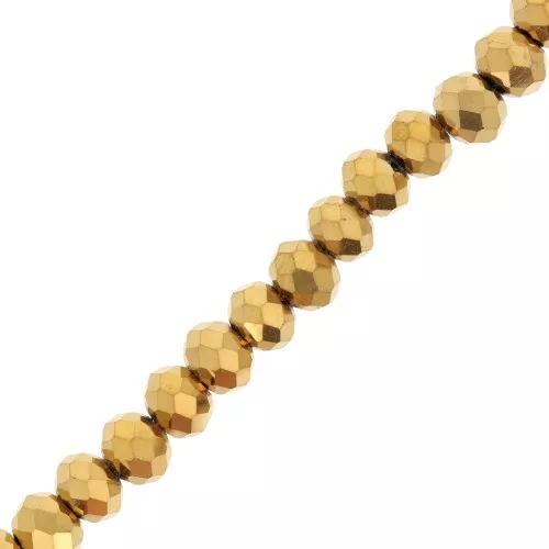 Perline sfaccettate rotonde - tonde appiattite 6x5 mm - Oro x40cm
