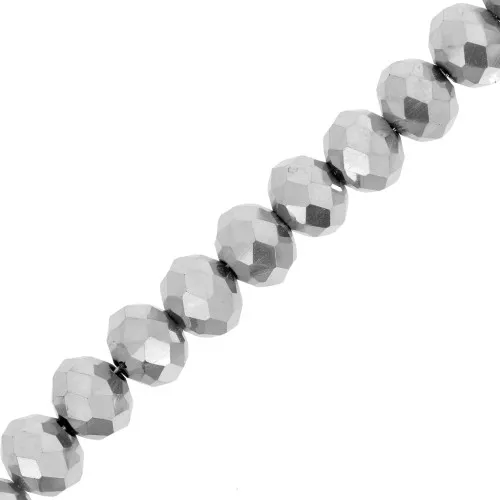 Perline sfaccettate rotonde - tonde appiattite 8x6 mm - Argento x40cm