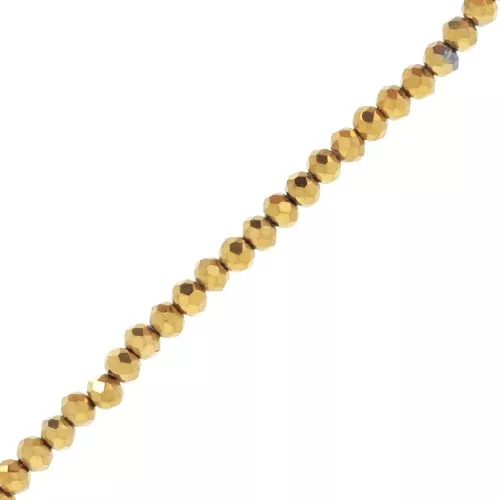 Perle sfaccettate rotonde - rotonde appiattite 4,5x4 mm - Dorato x41cm
