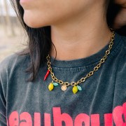 Pendente peperoncino 24x6 mm Resina - Acciaio inox316L oro- Verde scuro x1