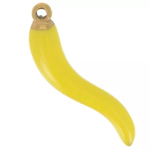 Pendente peperoncino 24x6 mm in resina - Acciaio inox 316L oro - Giallo x1