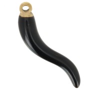 Pendente peperoncino 24x6 mm Resina - Acciaio inossidabile 316L oro - Nero x1