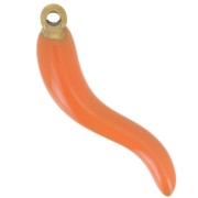 Pendente peperoncino 24x6 mm Resina - Acciaio inox316L oro - Arancione x1