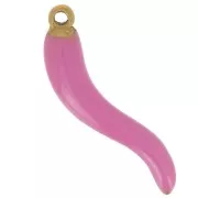 Pendente peperoncino resina 24x6 mm - Acciaio inox316L oro - Rosa x1