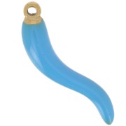 Pendente peperoncino 24x6 mm in resina - Acciaio inossidabile 316L oro - Blu x1