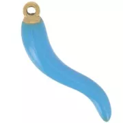 Pendente peperoncino 24x6 mm in resina - Acciaio inossidabile 316L oro - Blu x1