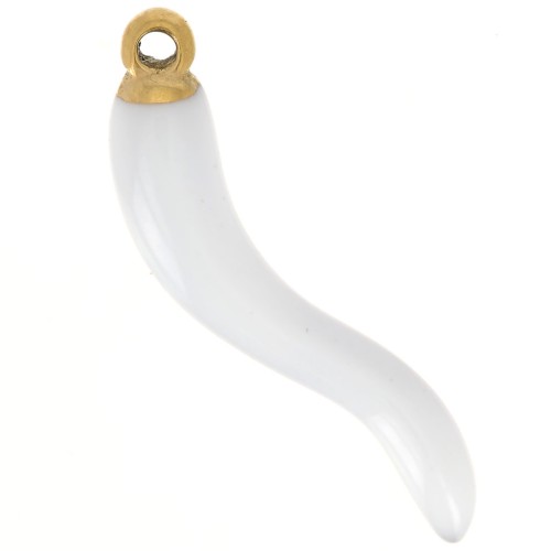 Pendente peperoncino 24x6 mm Resina - Acciaio inossidabile 316L oro - Bianco x1