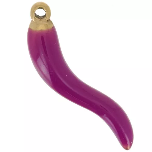 Pendente peperoncino 24x6 mm in resina - Acciaio inossidabile 316 oro- Plum x1