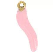 Ciondolo 15x4 mm Resina epossidica - Acciaio inossidabile 304 Dorato - Rosa chiaro x1