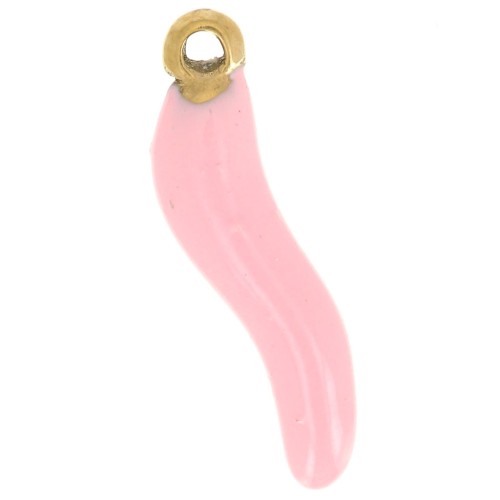 Ciondolo 15x4 mm Resina epossidica - Acciaio inossidabile 304 Dorato - Rosa chiaro x1