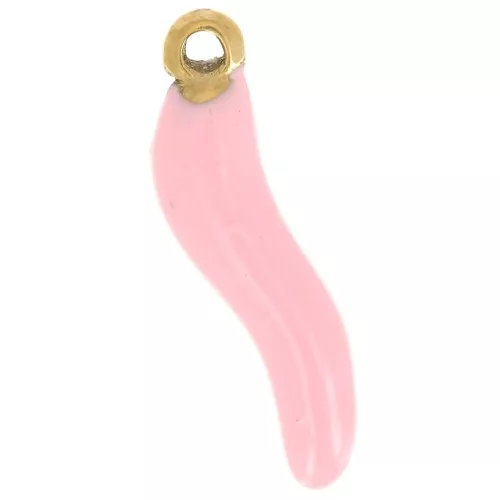 Ciondolo 15x4 mm Resina epossidica - Acciaio inossidabile 304 Dorato - Rosa chiaro x1