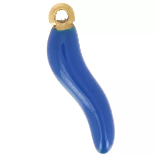 Ciondolo 15x4 mm Resina epossidica - Acciaio inox 304 Dorato - Blu scuro x1