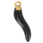 Ciondolo a forma di peperoncino 15x4 mm Resina epossidica - Acciaio inossidabile 304L Dorato - Nero x1