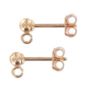 Orecchini a chiodo con palline 3 mm in Rose Gold filled x2|raw }}