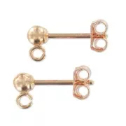 Orecchini a chiodo con palline 3 mm in Rose Gold filled x2