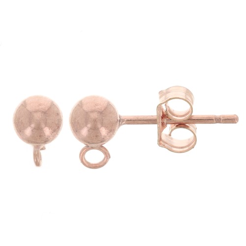 Orecchini a chiodo con palline 4 mm in Rose Gold filled x2