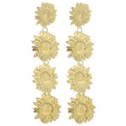 Orecchini pendenti a forma di girasole 80x20 mm - Acciaio inossidabile 304L oro x2