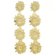 Orecchini pendenti a forma di girasole 80x20 mm - Acciaio inossidabile 304L oro x2