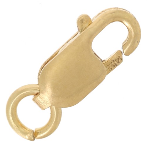 Chiusura a moschettone lunga 8 mm con anello aperto - Oro (oro laminato) x1