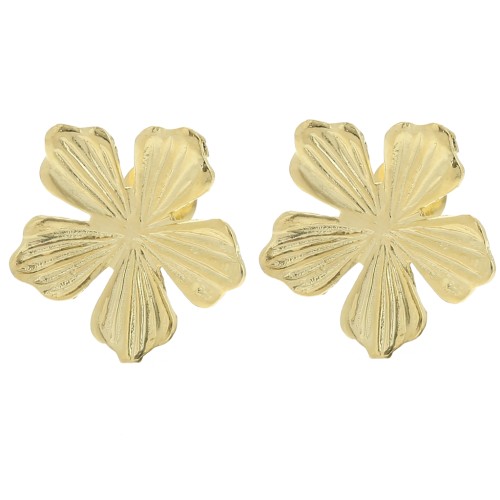 Orecchini a fiore da 20 mm con cerchio aperto - dorato con oro fino x2