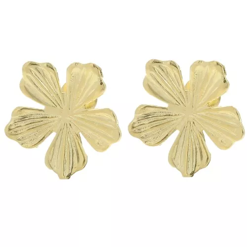 Orecchini a fiore da 20 mm con cerchio aperto - dorato con oro fino x2