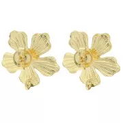 Orecchini a fiore da 20 mm con cerchio aperto - dorato con oro fino x2