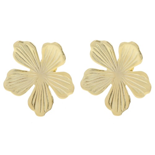 Orecchini a fiore da 26 mm con cerchio aperto - dorato con oro fino x2
