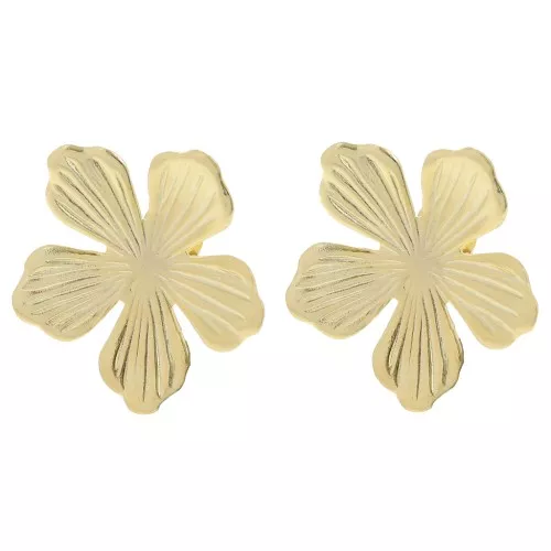 Orecchini a fiore da 26 mm con cerchio aperto - dorato con oro fino x2