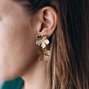 Orecchini a fiore da 26 mm con cerchio aperto - dorato con oro fino x2