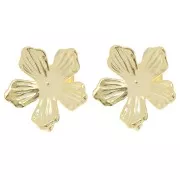 Orecchini a fiore da 16 mm con cerchio aperto -dorato con oro fino x2