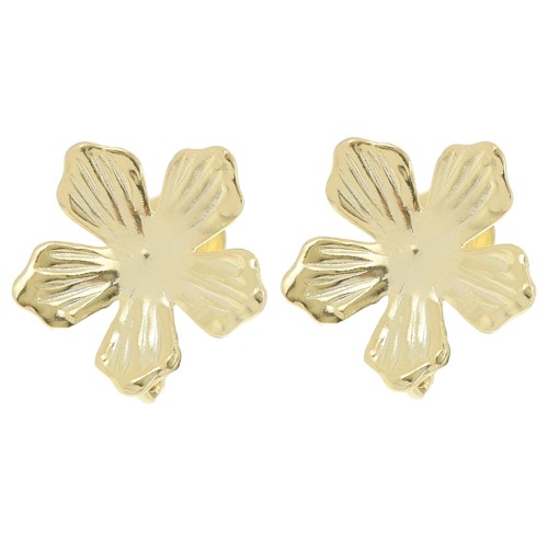 Orecchini a fiore da 16 mm con cerchio aperto -dorato con oro fino x2