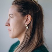 Orecchini a fiore da 16 mm con cerchio aperto -dorato con oro fino x2