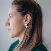 Orecchini a fiore da 16 mm con cerchio aperto -dorato con oro fino x2