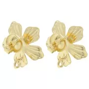 Orecchini a fiore da 16 mm con cerchio aperto -dorato con oro fino x2