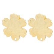 Orecchini con fiore strutturato 19x17,5 mm - Doratura in oro fino x2