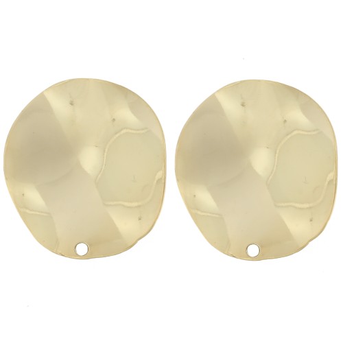 Orecchini tondi ondulati 22 mm - dorato con oro fino x2