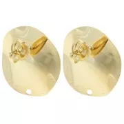 Orecchini tondi ondulati 22 mm - dorato con oro fino x2