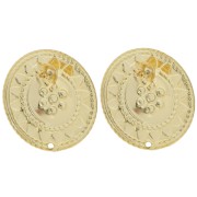 Orecchini tondi 27 mm con motivo etnico - dorato x2