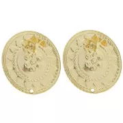 Orecchini tondi 27 mm con motivo etnico - dorato x2