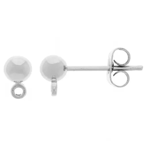 Orecchini a pallina da 4 mm con cerchio - Argentato x4