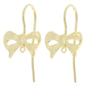 Ganci per orecchie a nodo 8x13 mm con anello chiuso - Dorati con oro fino x2