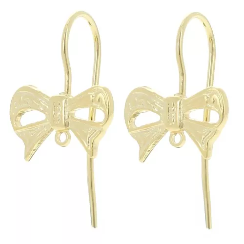 Ganci per orecchie a nodo 8x13 mm con anello chiuso - Dorati con oro fino x2