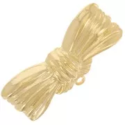 Spilla a fiocco 13,5x28 mm con anello chiuso - Dorata in oro fino x1