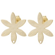 Orecchini con fiore strutturato 24x20,5 mm - Dorato con oro fino x2