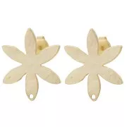 Orecchini con fiore strutturato 24x20,5 mm - Dorato con oro fino x2