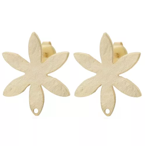 Orecchini con fiore strutturato 24x20,5 mm - Dorato con oro fino x2